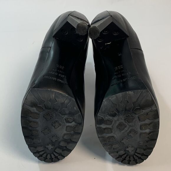 Nicholas Kirkwood black leather round toe high heels Booties 36.5 EUC - Picture 15 of 16